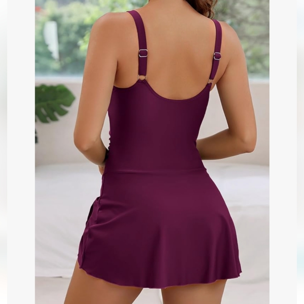 AIDONGER One Piece Tummy Control Swimdress - Picture 4 of 6